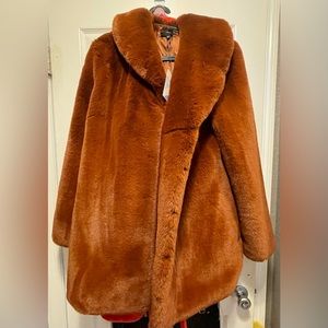 Brown MAJORELLE Faux Fur Jacket